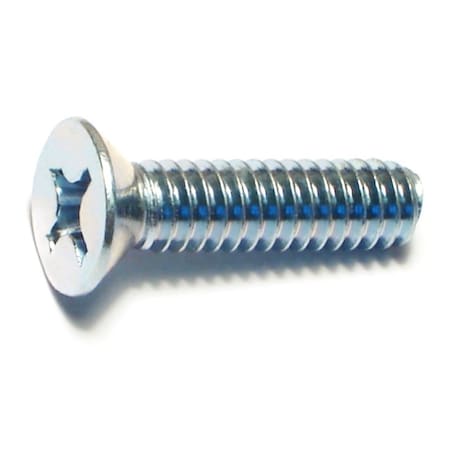 1/4-20 X 1 In Phillips Flat Machine Screw, Zinc Plated Steel, 100 PK